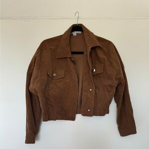 Brown Corduroy Cropped Jacket - Size Small, Never Worn